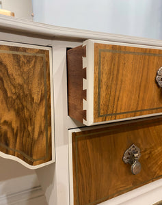 Vintage Walnut Dressing Table with Mirror