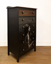 Load image into Gallery viewer, &#39;Siren&#39; Chest of Drawers - Black and Dark Oak with Decoupage