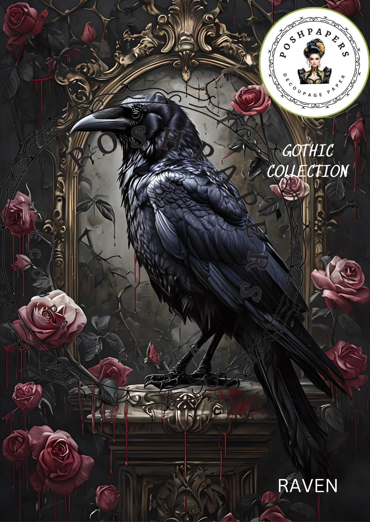 Posh Papers - Raven - Large Decoupage Papers
