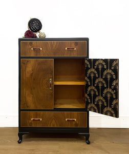 Art Deco Cabinet in Black and Gold