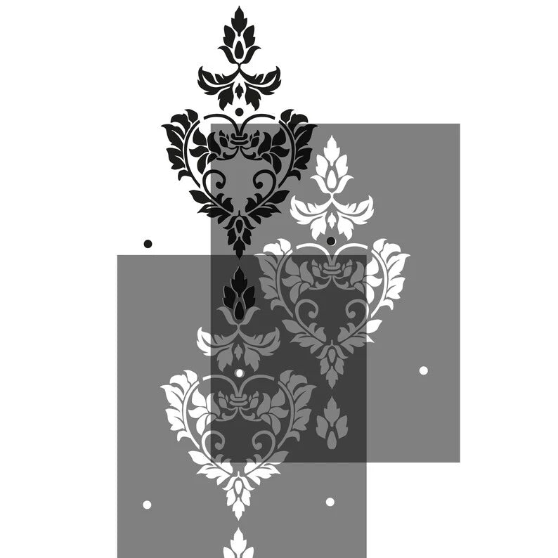 Damask Hearts Stencil - Stencil Up
