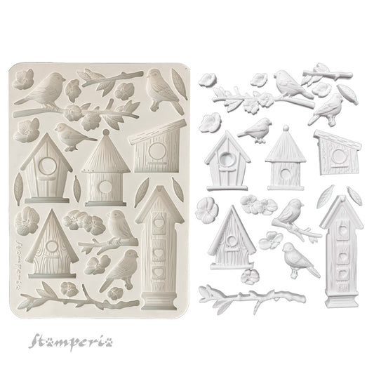 Stamperia A5 Silicone Mould – Nest & Birds – Dewdrops Collection