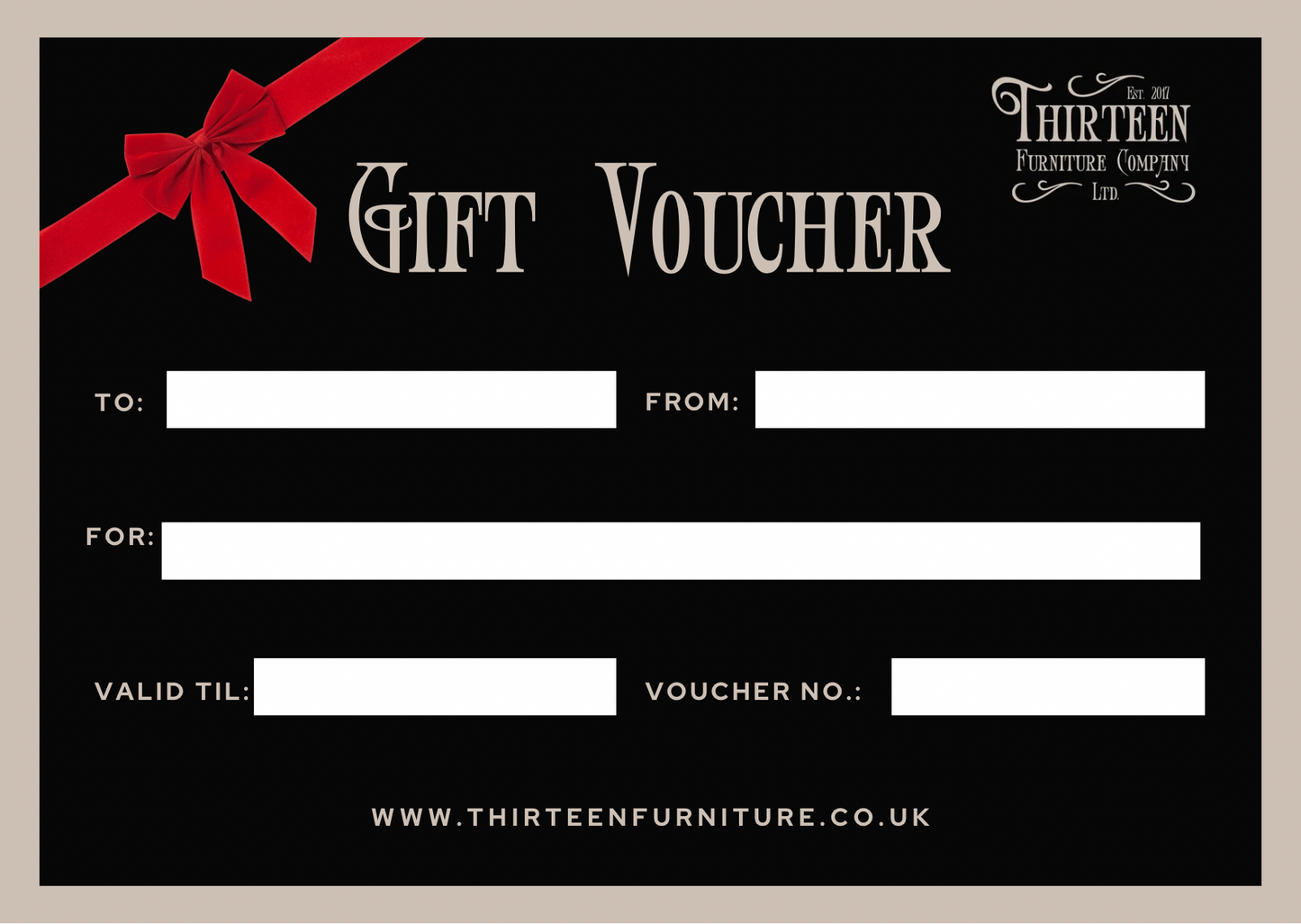 Gift Voucher - Thirteen Furniture Company Ltd