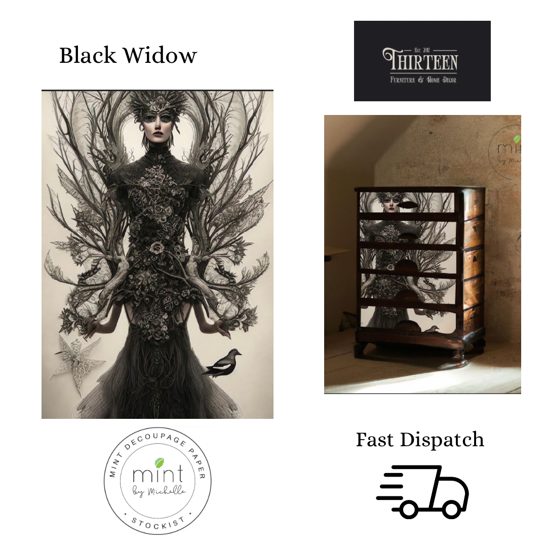 Black Widow Decoupage Paper, MINT By Michelle Decoupage Papers for Furniture