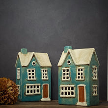 Load image into Gallery viewer, Teal Tealight House - Village Pottery