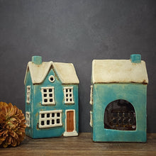 Load image into Gallery viewer, Teal Tealight House - Village Pottery