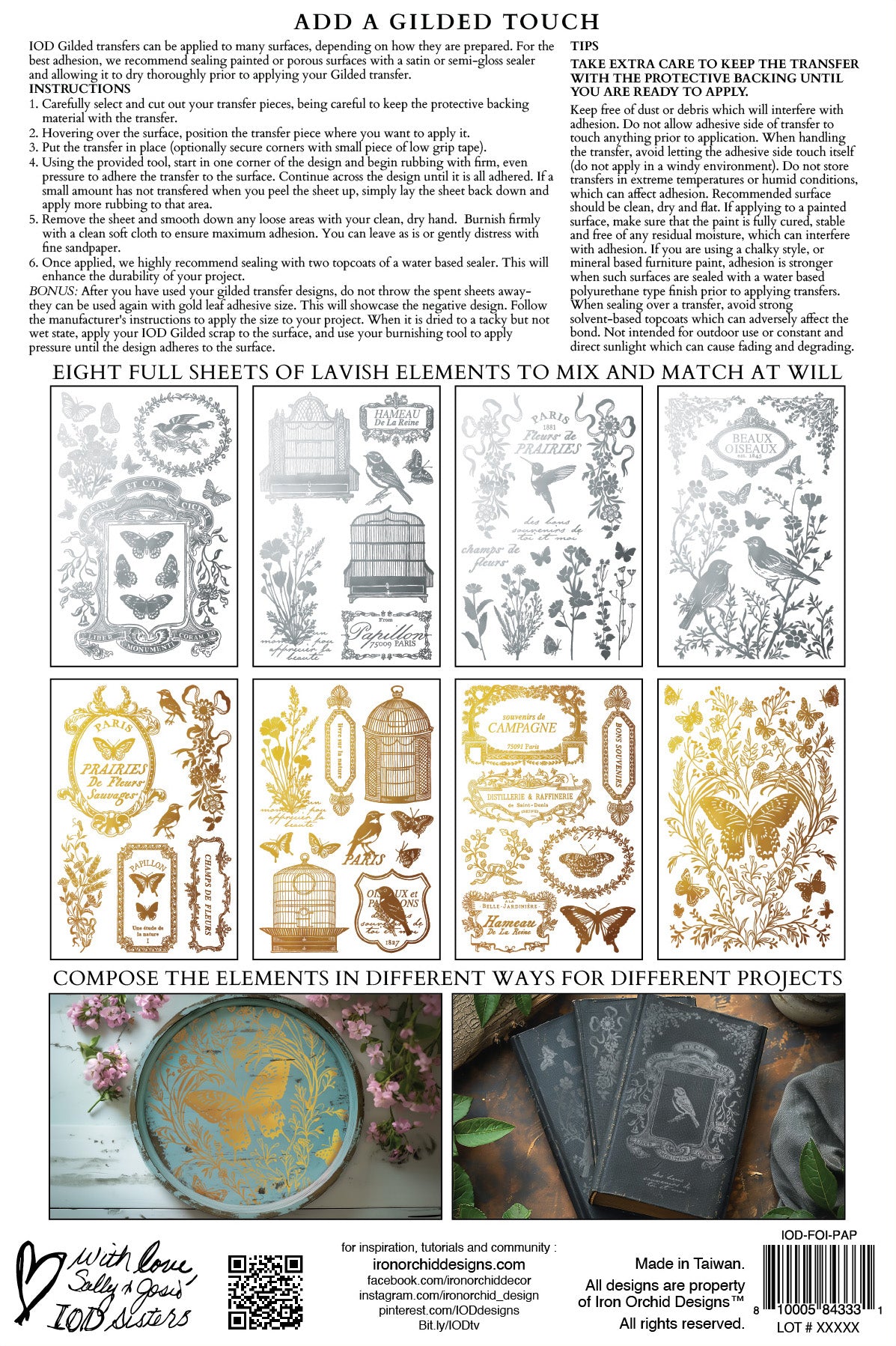 Papillon IOD Gilded Foil Transfer - Iron Orchid Designs