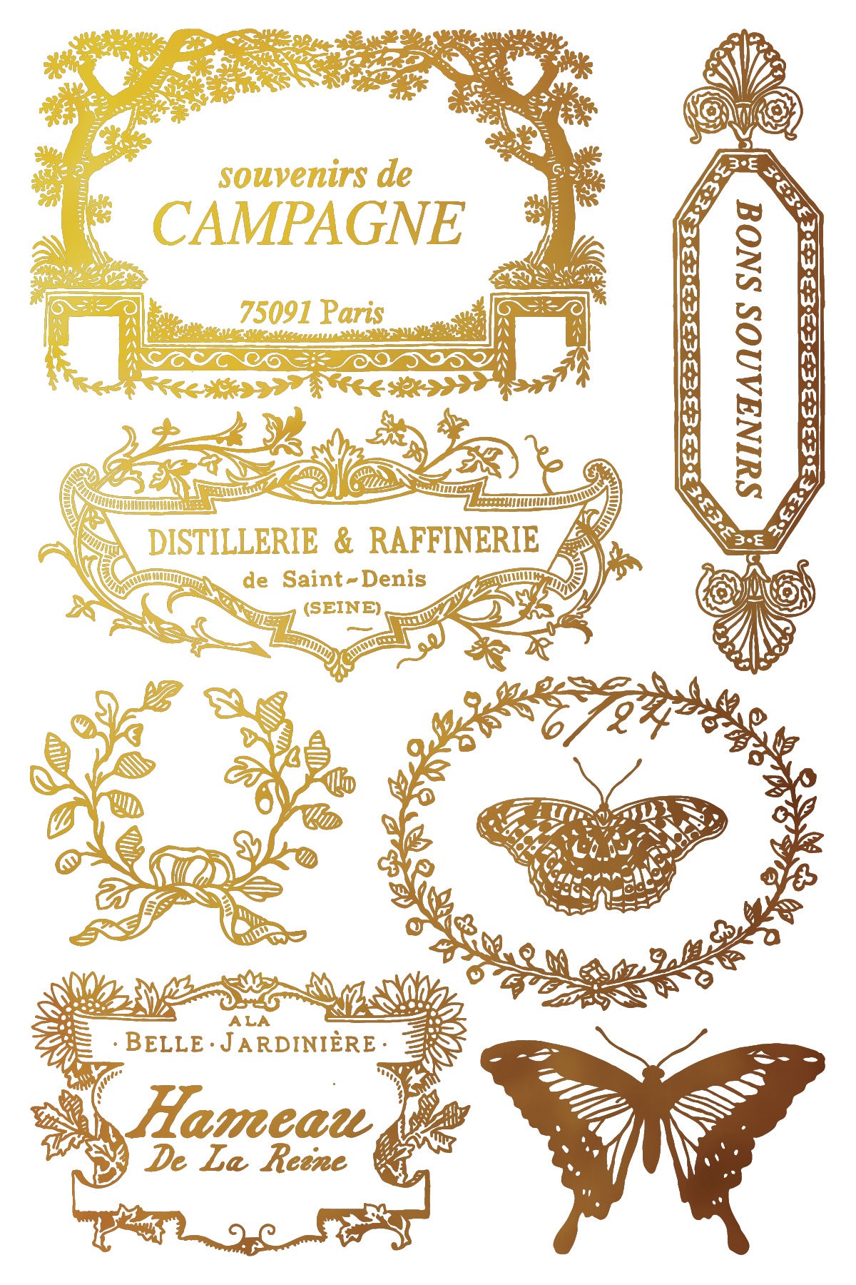 Papillon IOD Gilded Foil Transfer - Iron Orchid Designs