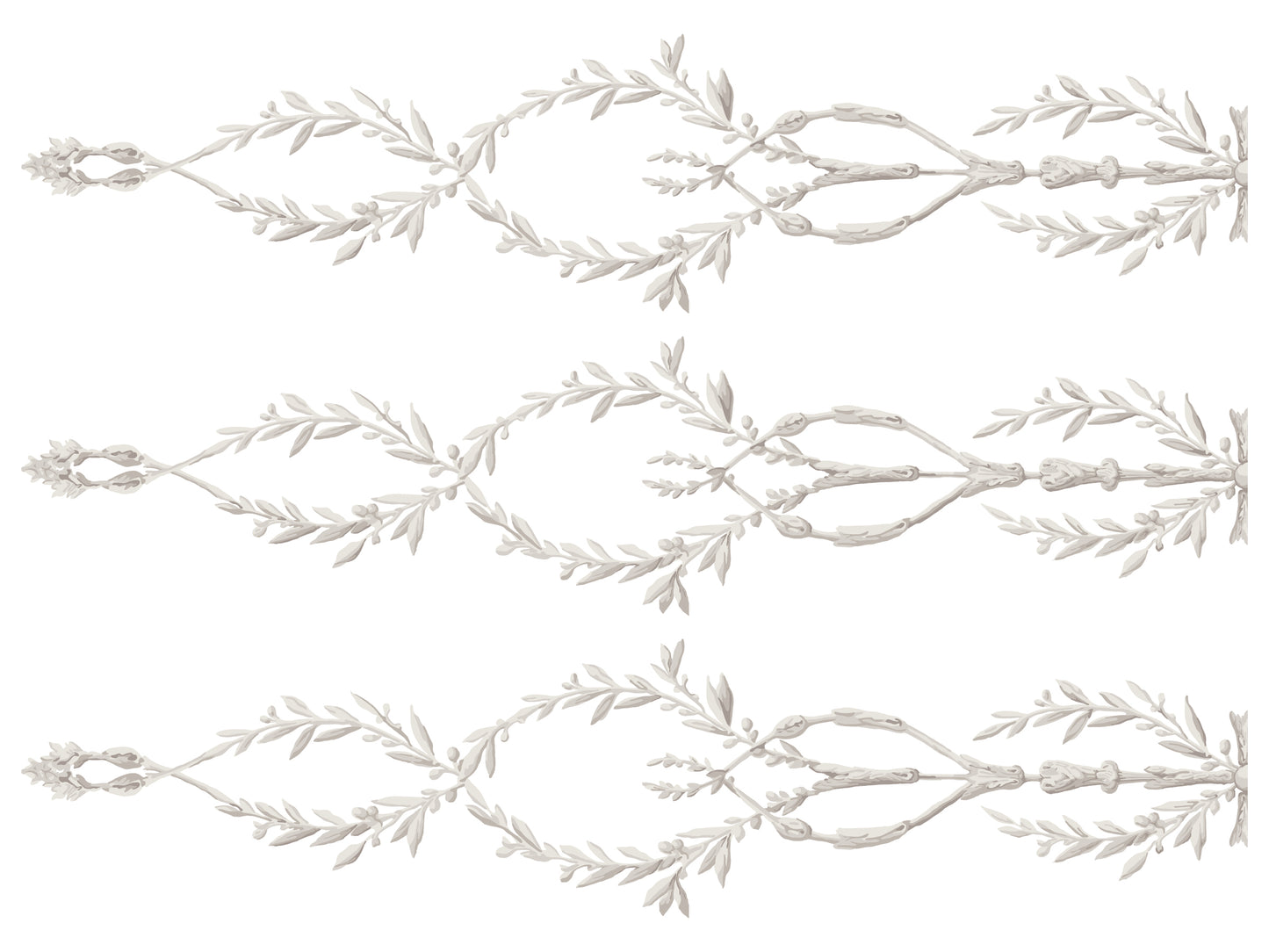 Decorative white branches on a light gray background
