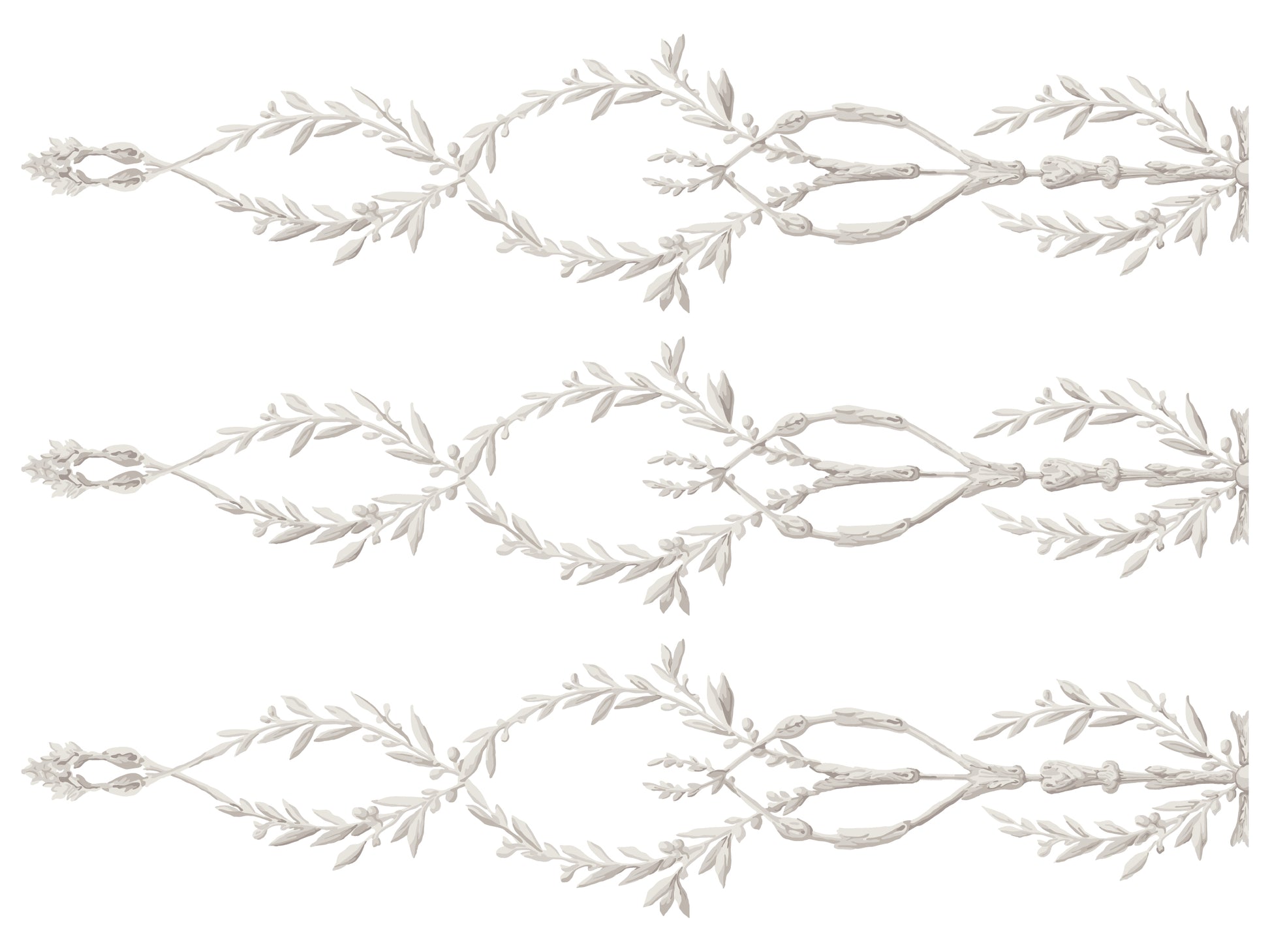 Decorative white branches on a light gray background