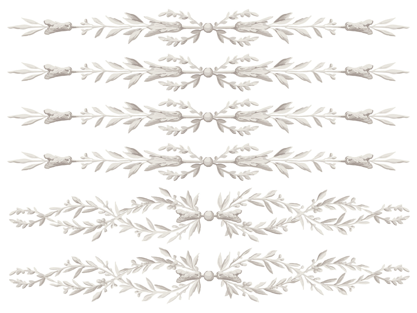 Decorative white leaf pattern on a white background