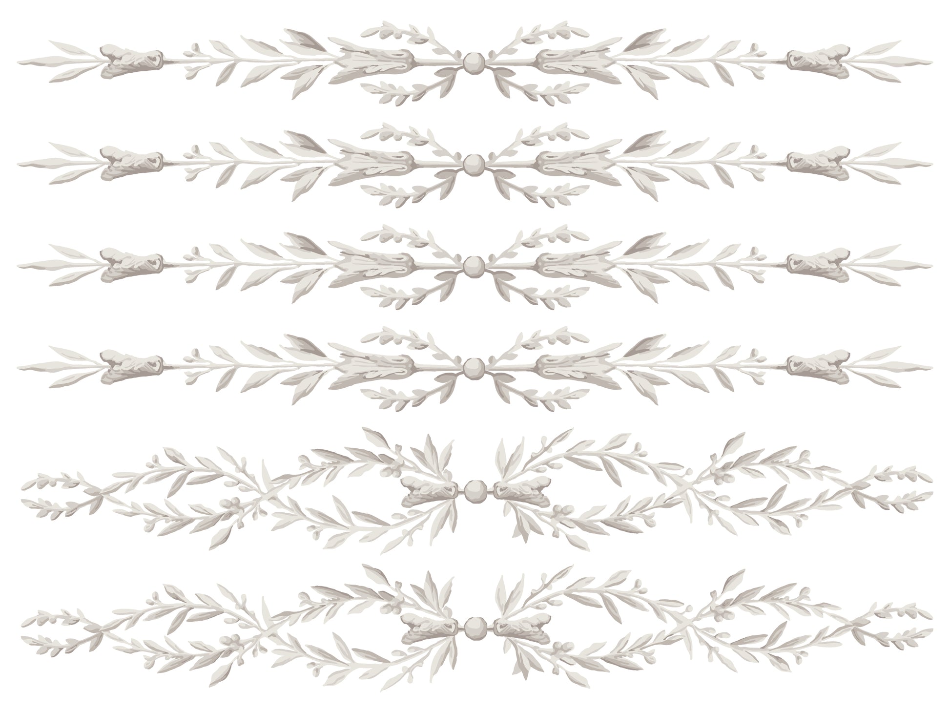 Decorative white leaf pattern on a white background