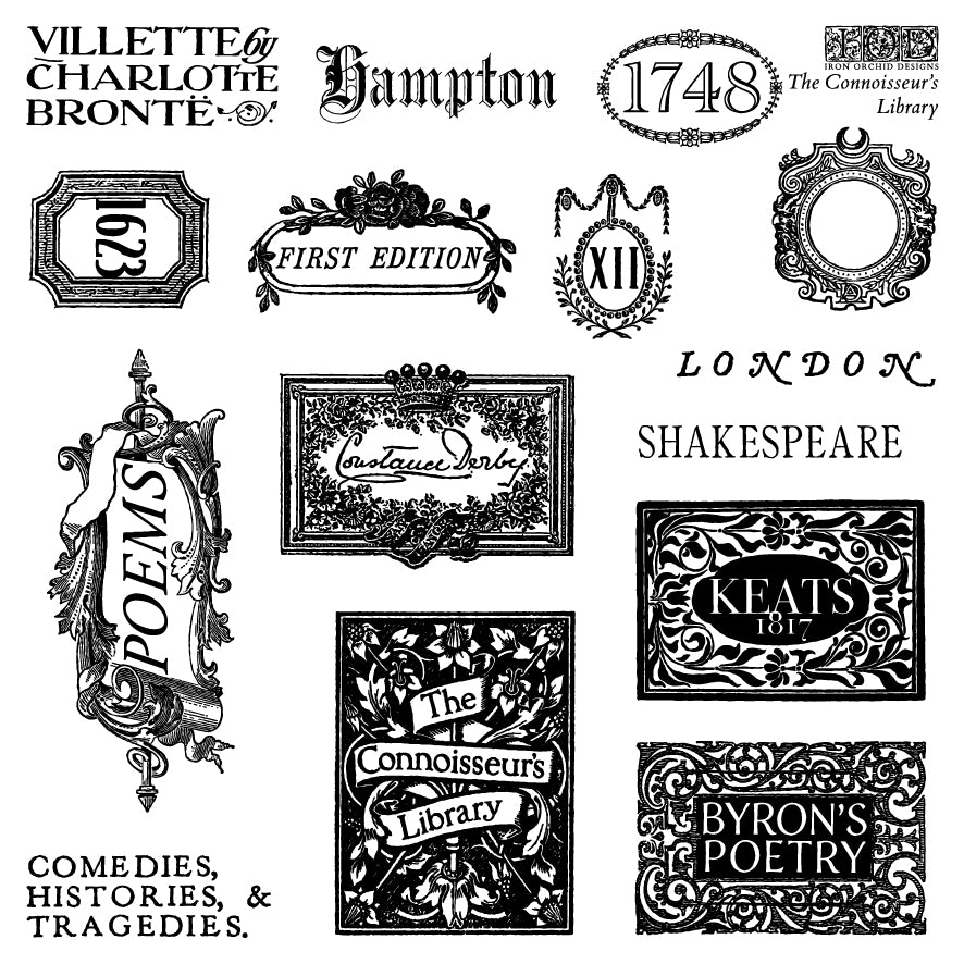The Connoisseur’s Library IOD Stamps - Iron Orchid Designs