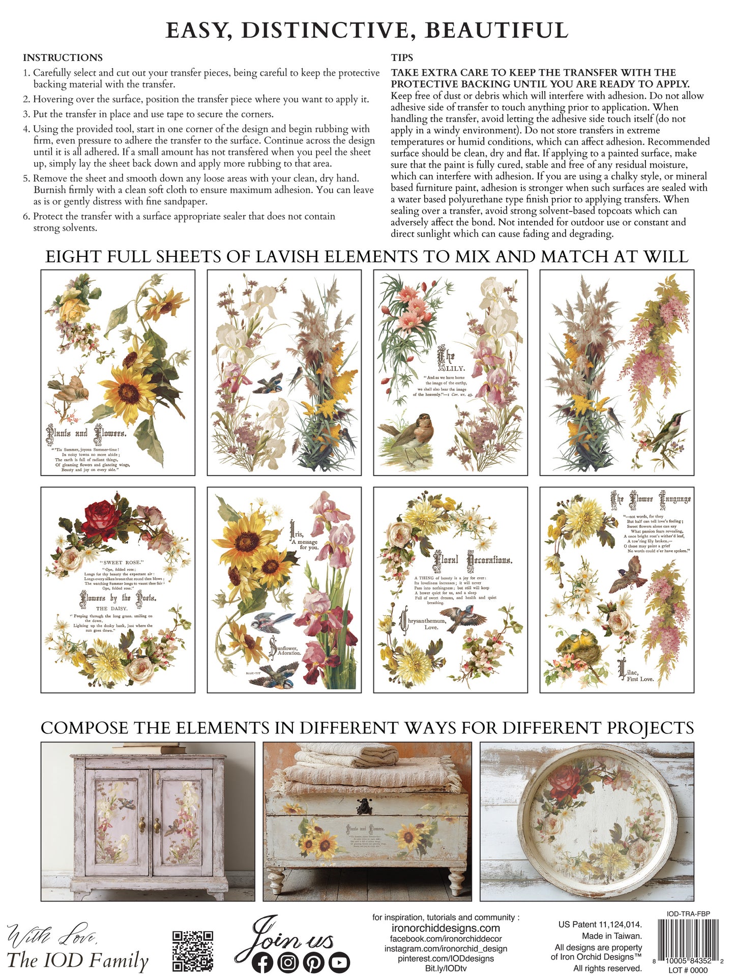 Flowers By The Poets IOD Transfer - Iron Orchid Designs