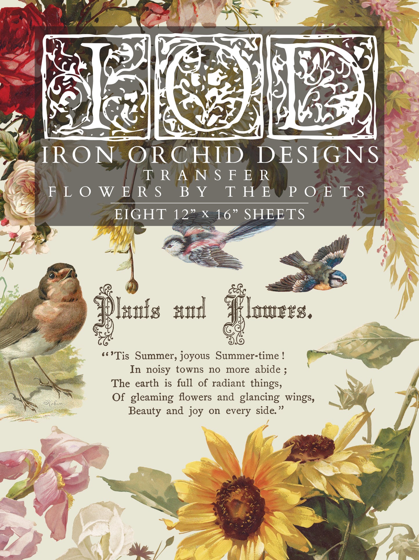 Flowers By The Poets IOD Transfer - Iron Orchid Designs