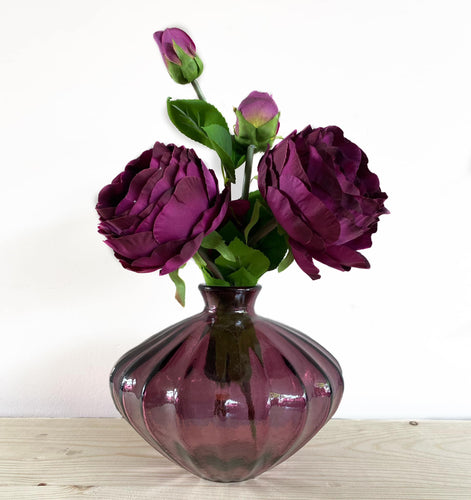 Mauve Fluted Vase - 100% Recycled Glass