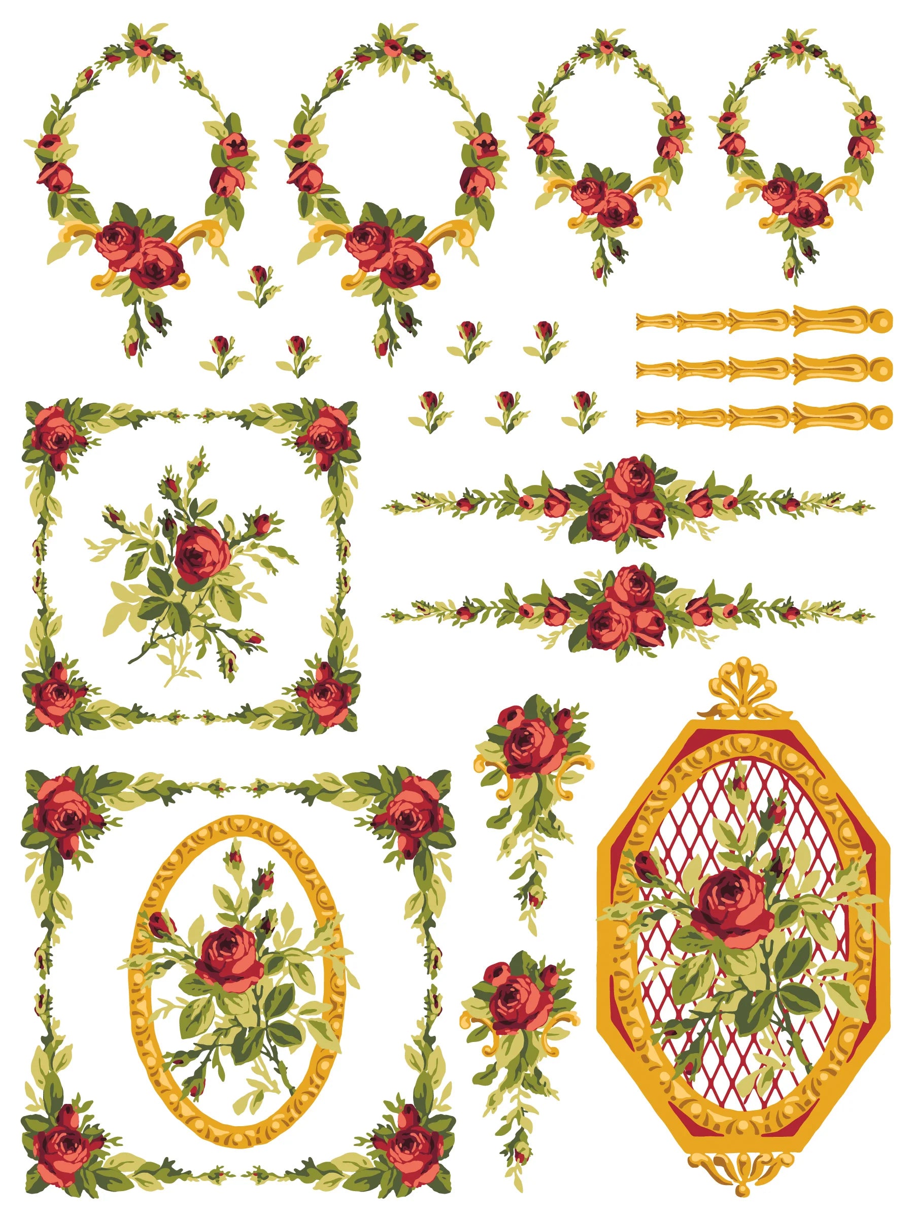 Petite Fleur Red IOD Paint Inlay - Iron Orchid Designs