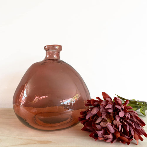 Blush Pink Blown Glass Vase - 100% Recycled Glass