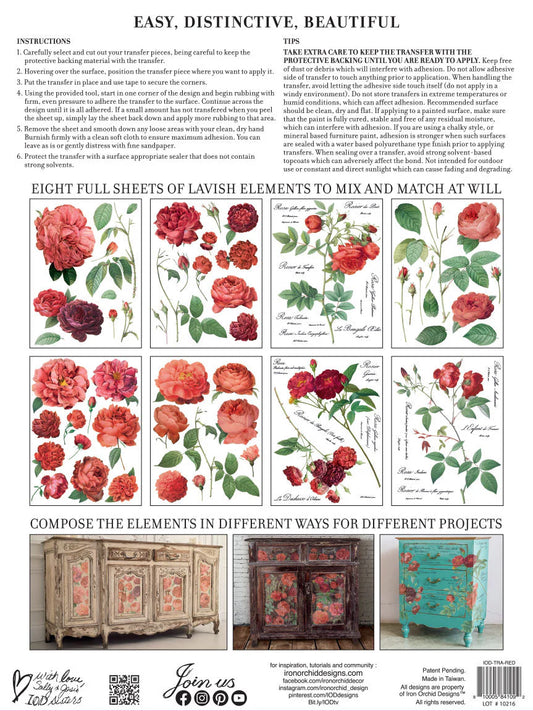 Redoute II IOD Transfer - Iron Orchid Designs