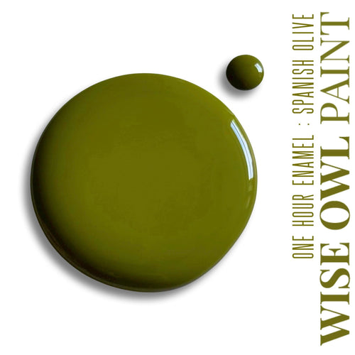 Wise Owl One Hour Enamel Paint - SPANISH OLIVE | Bright Olive Green Kitchen Cabinet & Furniture Paint