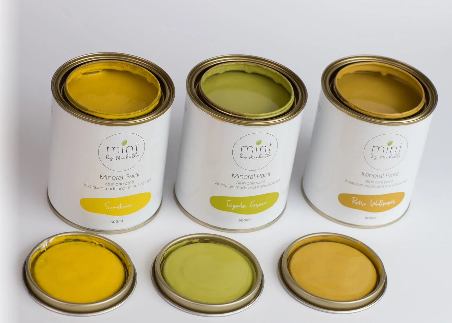 3 Tins of Mint Mineral Paint - Sunshine - Bright, Happy Yellow