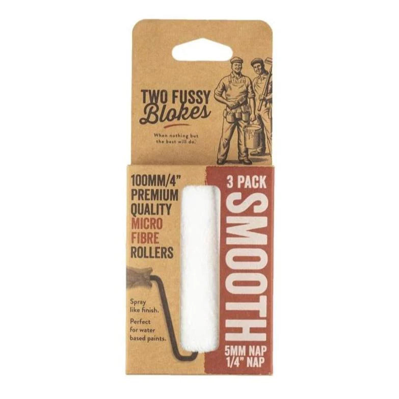 Smooth Microfibre Mini 4" Paint Roller Sleeve - 3 pack - Two Fussy Blokes
