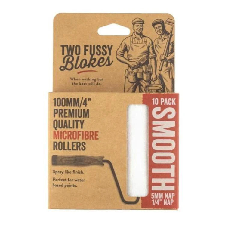 Smooth Microfibre Mini 4" Paint Roller Sleeve - 10 pack - Two Fussy Blokes