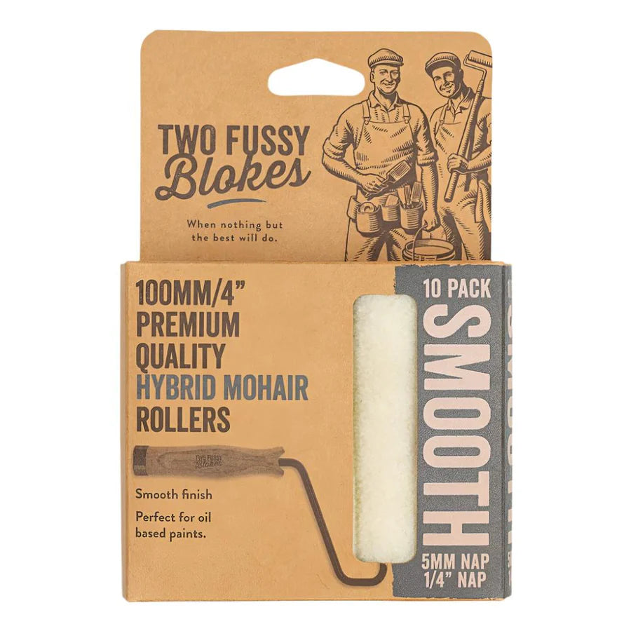 Hybrid Mohair (Solvent) Mini 4" Paint Roller Sleeve - 10 pack - Two Fussy Blokes