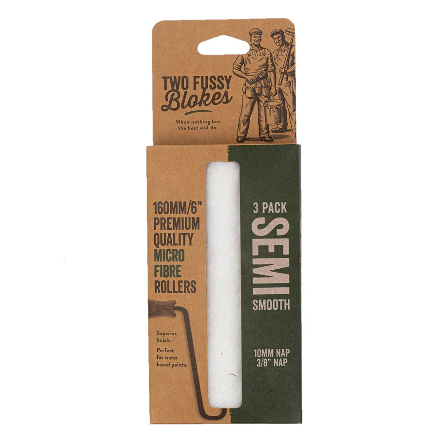 Semi-Smooth Microfibre Mini 6" Paint Roller Sleeve - 3 pack - Two Fussy Blokes