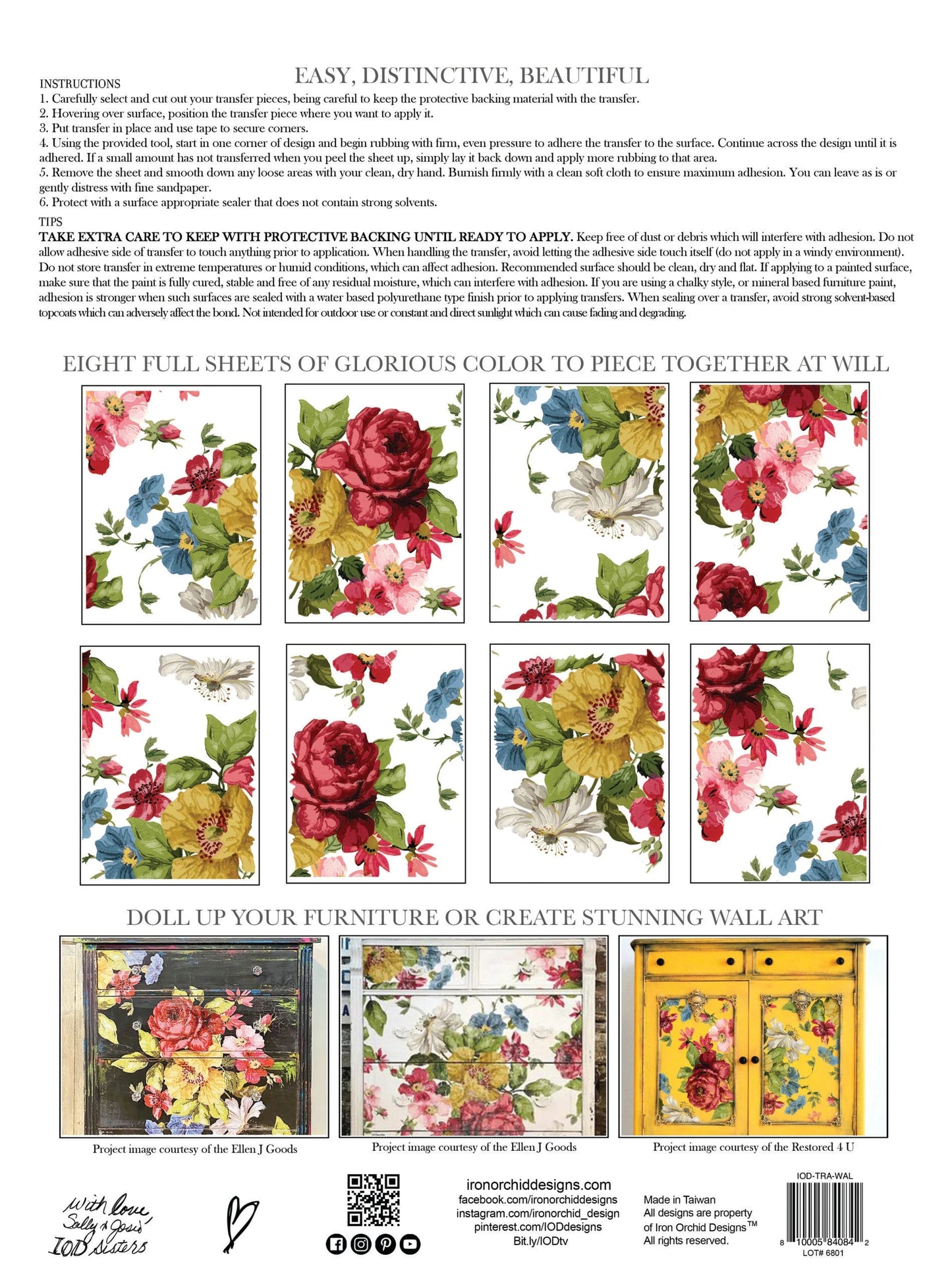 Wall Flower IOD Transfer - Iron Orchid Designs 