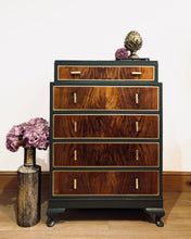 Load image into Gallery viewer, Dark Forest Green and Walnut Chest of Drawers