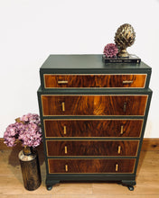 Load image into Gallery viewer, Dark Forest Green and Walnut Chest of Drawers