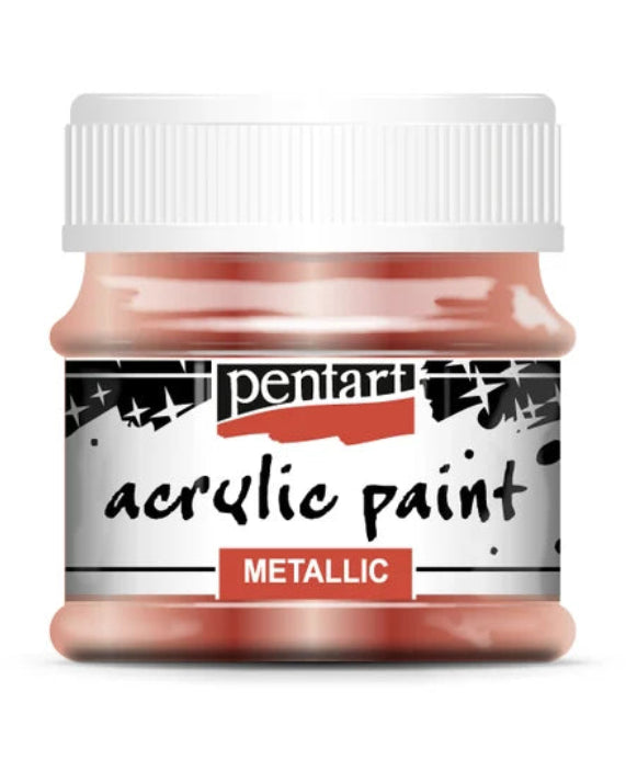 A jar of Pentart metallic acrylic paint in a bronze