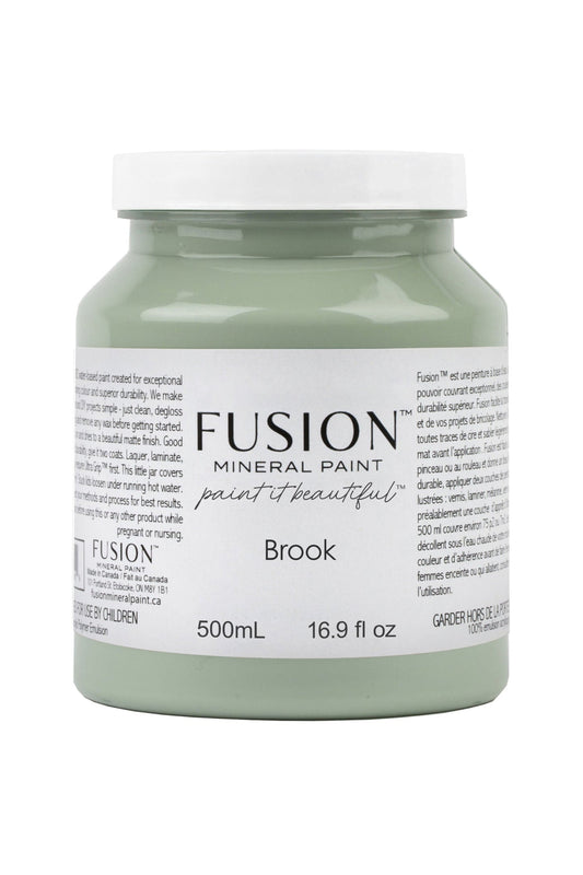 Jar of Fusion Mineral Paint in Brook color on a white background