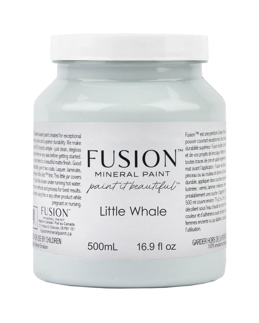 Jar of Fusion Mineral Paint in Little Whale color on a white background