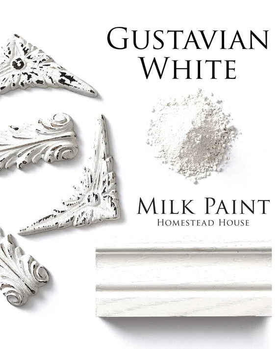homestead house milk paint Gustavian White Flatlay