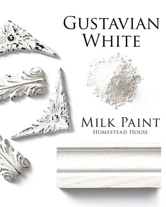 homestead house milk paint Gustavian White Flatlay