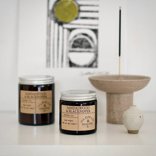Sandalwood and Black Pepper Candle, Soy Wax Candle Made In Lancashire