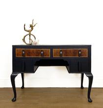 Load image into Gallery viewer, Vintage Dressing Table, Walnut with Blue/Black Dresser, Queen Anne Vanity Unit