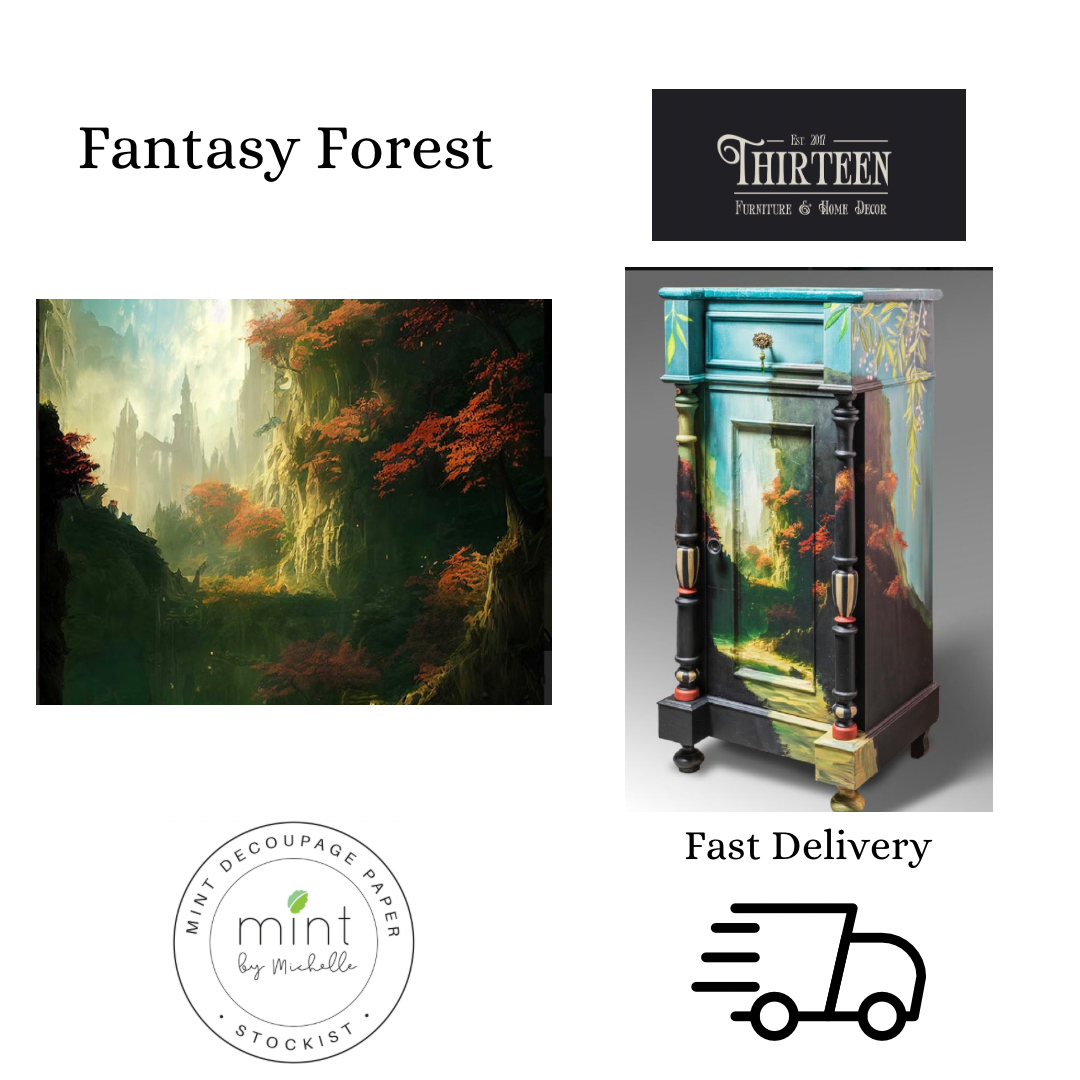 Fantasy Forest Decoupage Paper, MINT by Michelle Decoupage Paper for Furniture