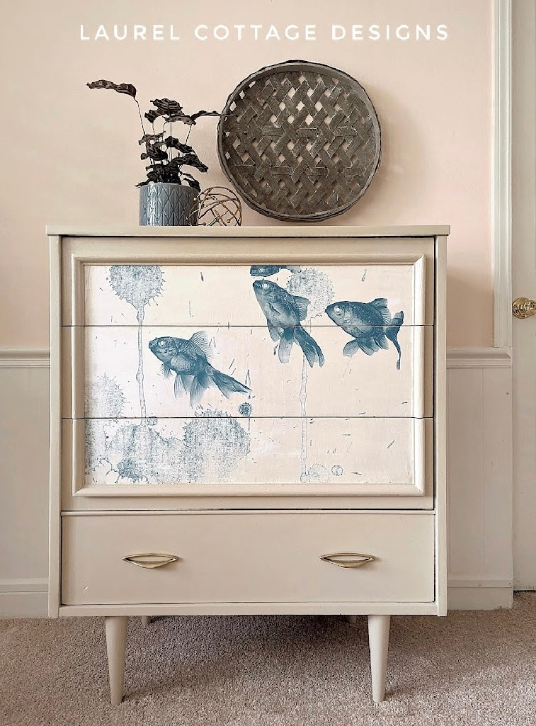 Blue Fish Decoupage Paper, MINT by Michelle Decoupage Paper for Furniture