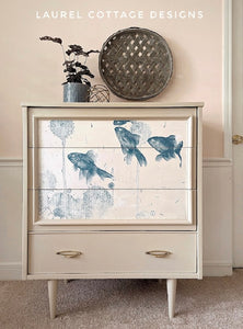 Blue Fish Decoupage Paper, MINT by Michelle Decoupage Paper for Furniture