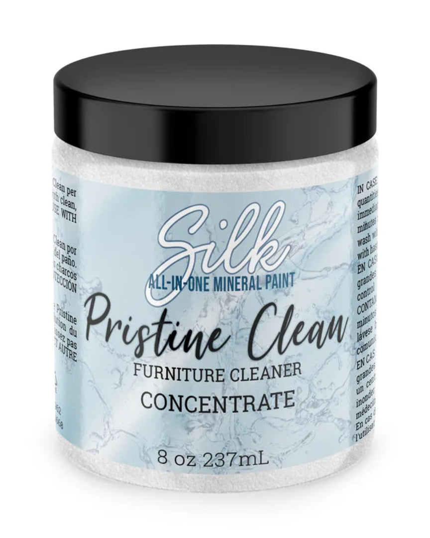 Jar of Silk Pristine Clean Furniture Cleaner Concentrate on a white background