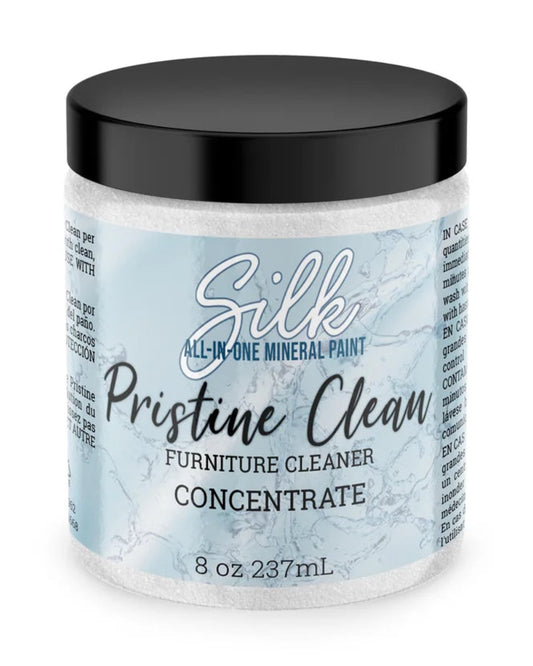Jar of Silk Pristine Clean Furniture Cleaner Concentrate on a white background