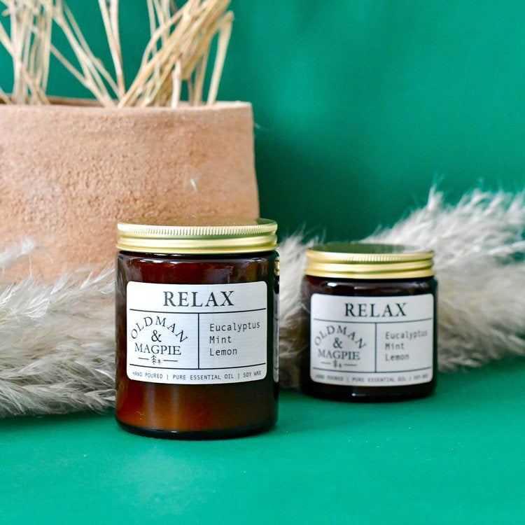 Relax, Pure Essential Oil Candle Made In Lancashire, Old Man & Magpie