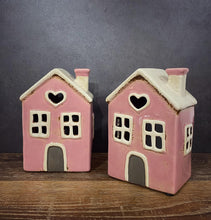 Load image into Gallery viewer, Pink Heart Tealight House - Village Pottery