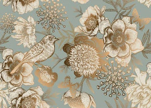 Foil Birds Mint By Michelle Decoupage Papers for Furniture
