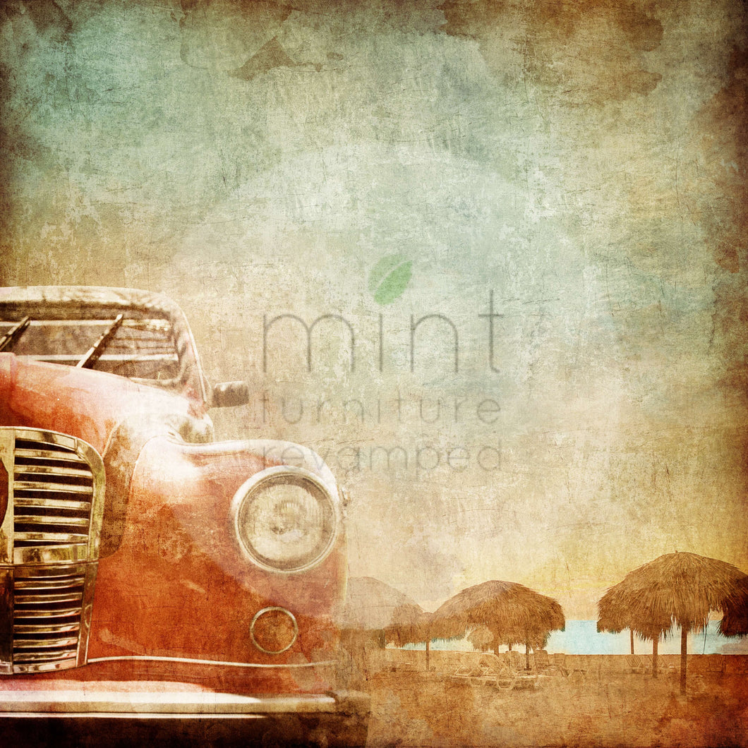OLD RED CAR Decoupage Paper | MINT By Michelle | Decoupage Papers for Furniture