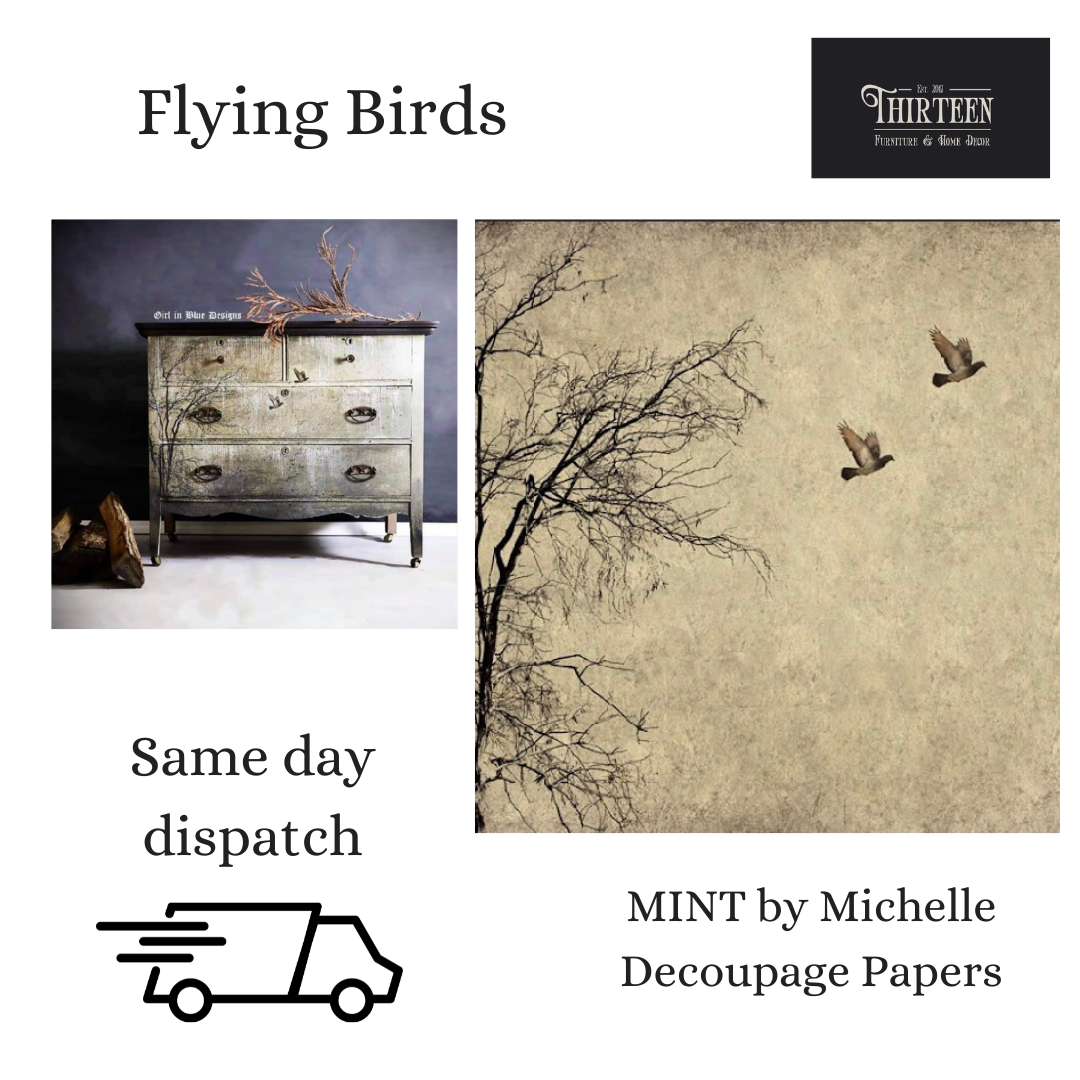 Flying Birds - MINT Decoupage Paper for Furniture