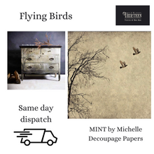 Load image into Gallery viewer, Flying Birds Decoupage Paper, MINT by Michelle Decoupage Paper for Furniture